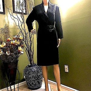 CONNECTED APPAREL Navy Blue & Black Heather Sweater Dress Sz 16~Like New!